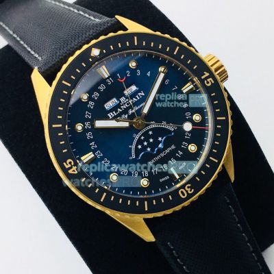 Swiss Replica Blancpain Fifty Fathome Bathyscaphe Automatic Watch Yellow Gold